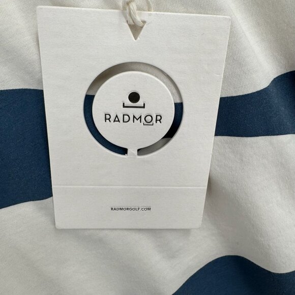 Radmor Golf‎ Crosby Reverb Polo Shirt Men's Small White/Blue Striped NEW - Picture 6 of 9